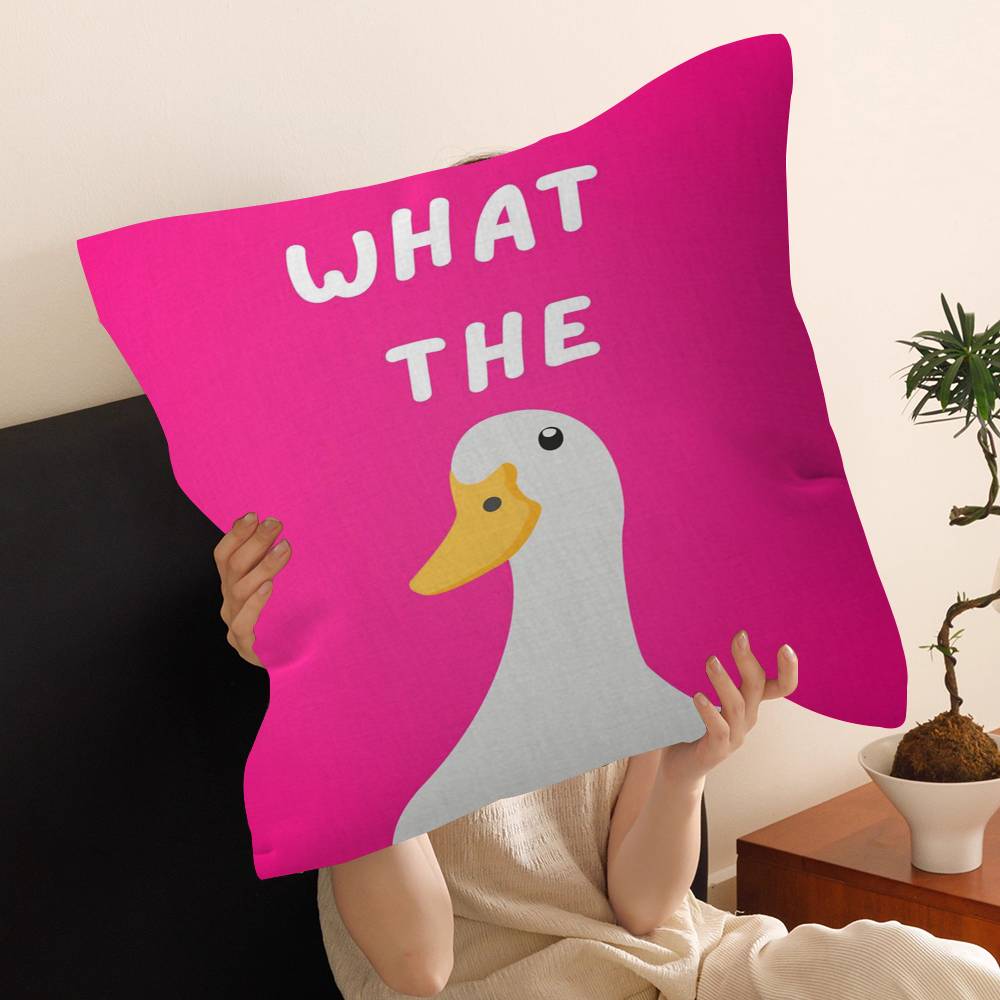 What The Duck Print Art Funny Cute Animal Pillow Gift Home Office Decoration Bedroom Sofa Car Cushion Cover case x