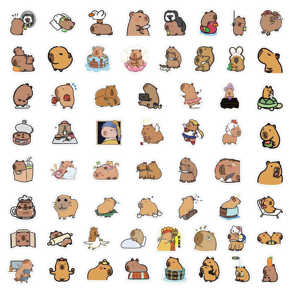 Набор наклеек с милыми выражениями лица капибары - 120 мини-наклеек своими руками для чехлов телефонов, блокнотов и канцелярских принадлежностей.