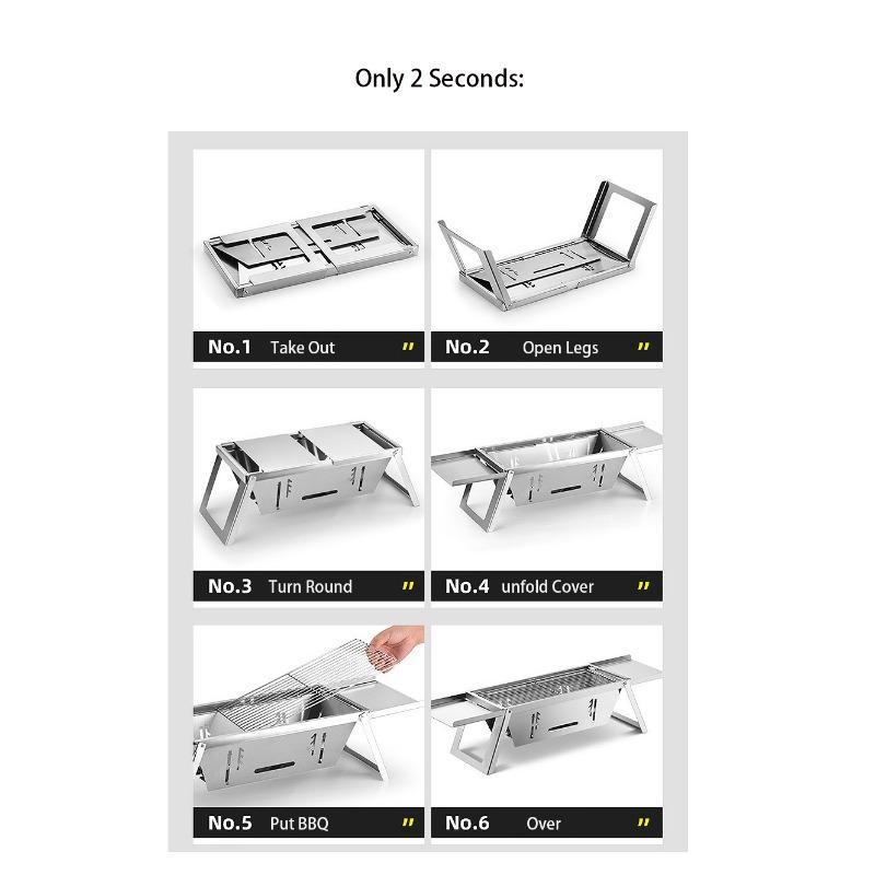 Барбекю Гриль Барбекю Гриль Бытовой Для помещений и улицы Кемпинг Угольный Нержавеющая сталь Портативный Складной Стойка для барбекю