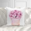 Fashion Theme Pillowcase Perfume Flower Square Cushion Cover French Decorative Peach Leather Velvet Super Soft Home Light Luxury