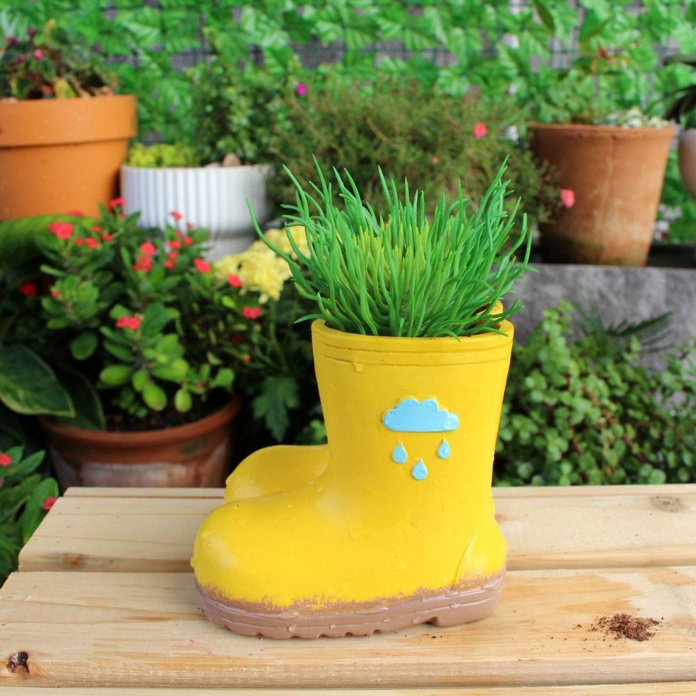 Funny Rain Boot Planter Decorative Hydroponic Flower Holder Flower Pot Landscaping Sculpture