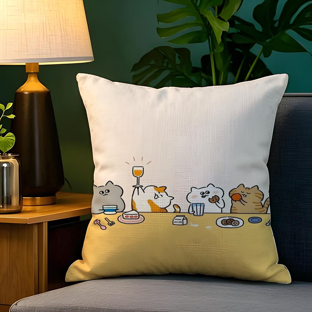 Cute cartoon animal girl decor  Pillow Case Natural Linen Pillow Case DoubleSided Decor Sofa Pillowcase Home Decor
