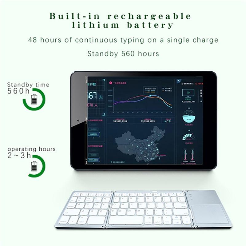 Портативная складная мини-клавиатура Bluetooth с тачпадом для Windows Android IOS Планшета iPad Телефона