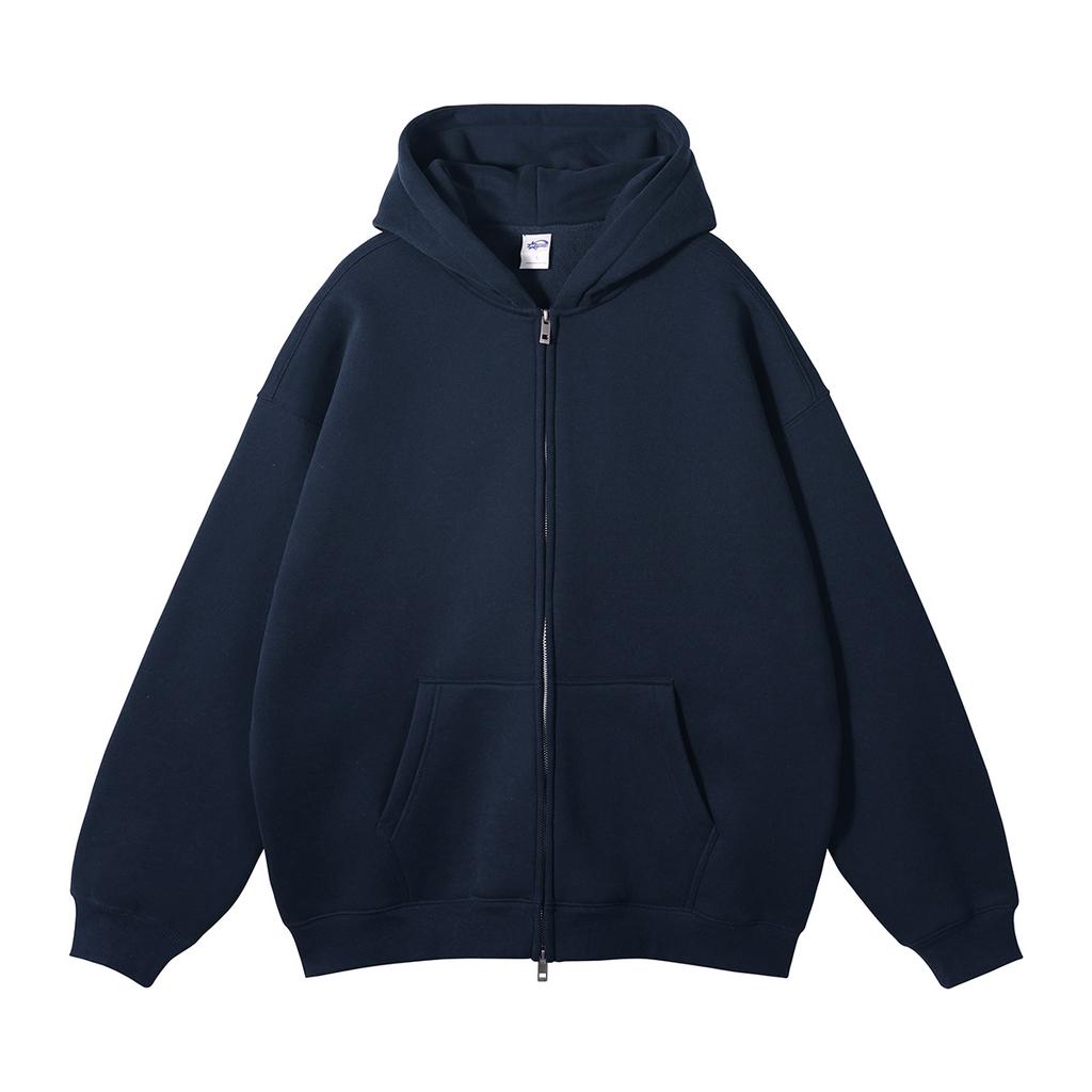 Fall Winter Men's Fleece Lined Hoodie, Thickened Zip Up Sweatshirt