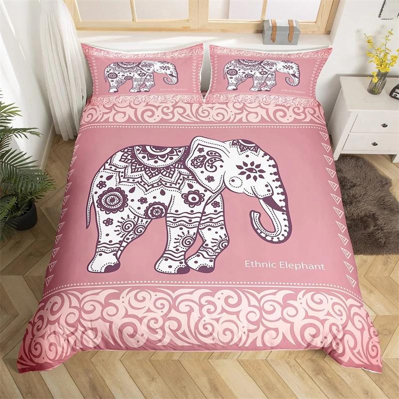Tribal Ethnic Elephant Duvet Cover Exotic Style Bedding Set Boho Mandala Flower Paisley Quilt Cover Polyester Comforter Cover