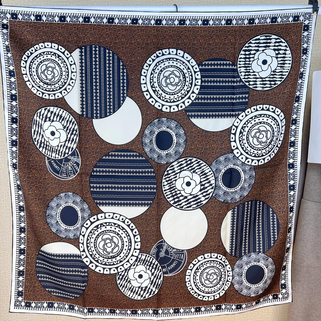 Шелковый твиловый шарф Silk Road в черно-белом французском стиле для весны/лета