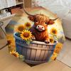 Sunflower Bucket with Cattle Design - Automatic Opening Umbrella, Portable Folding Design, 8-Bone Iron Frame, Outdoor Rain Umbrella, Ideal G