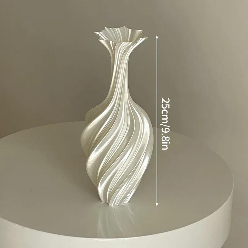 Top Quality Modern Style Plastic Flower Vase White Black Aesthetic Floral Arrangement Display Room Decoration Flower Bottle