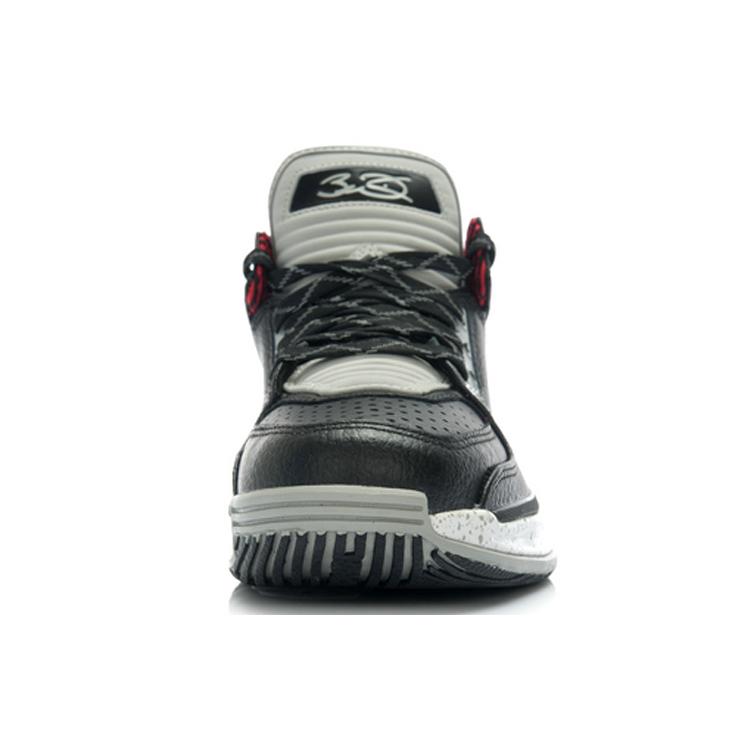 Li Ning WOW 2 Нескользящие, Износостойкие, Упругие Баскетбольные Кроссовки Средней Высоты Мужские Черно-Серый Белый ABAH017-2