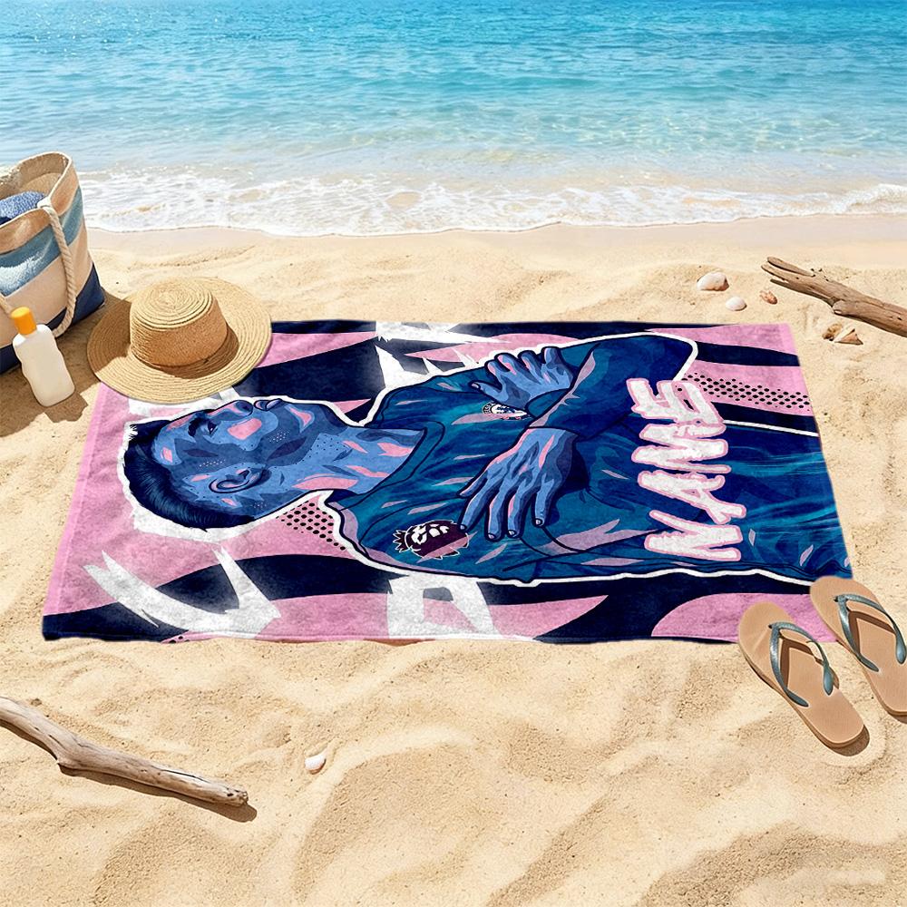 Love Soccer Player Customized Name Beach Towel Super Soft & Absorbent Ideal for Travel Outdoor Swim Pool Yoga Surf Camping Hiking Gym Gift Holiday