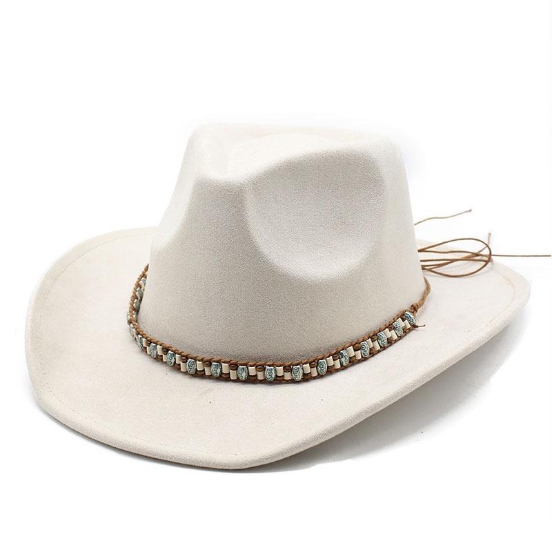 Couple Western Style Woolen Suede Fedora Hat For Men Women
