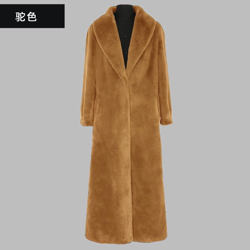 Autumn and winter European and American coats imitation fur jackets women's medium and long suit lapels casual fashion warm plush
