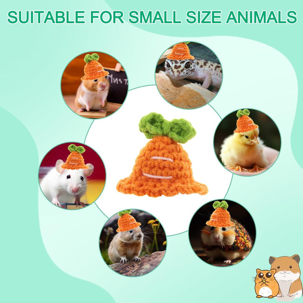 Party Clothes Accessories Mini Hamster Hats with Adjustable Strap Knitted Guinea Pig Hats