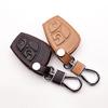 Top Layer Leather Genuine Leather 2 Buttons Car Key Case for Mercedes Benz  W124 W202 W203 W210 W211 W204 Key Box Protector