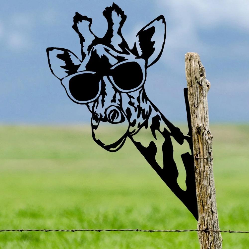 Украшение для садового забора в форме жирафа из железа, декор для садовой вечеринки