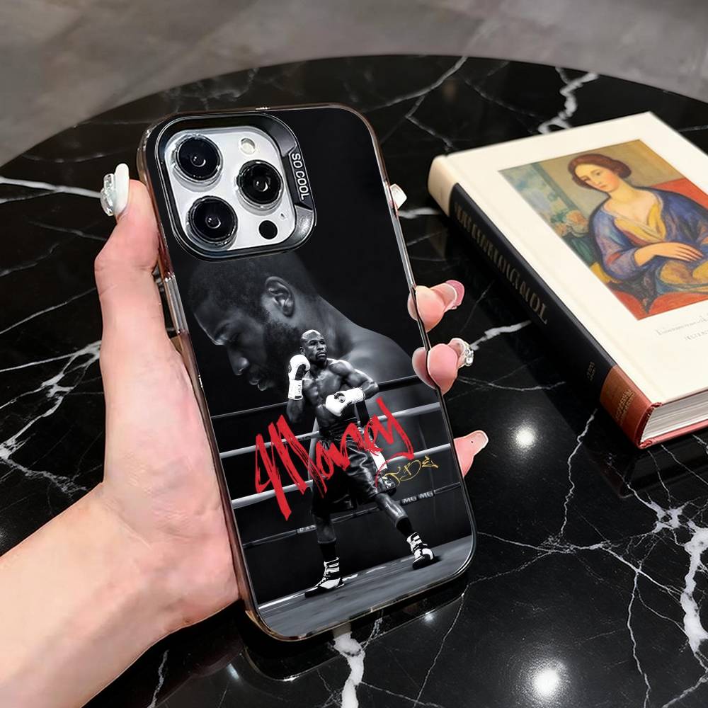 Бокс F-Флойд М-Мейвезер-FM Чехол для телефона для iPhone 17,16,15,14,13,12,11 Plus,Pro Max,XS,Цветной Серебряный Покрытый Внутренний Чехол