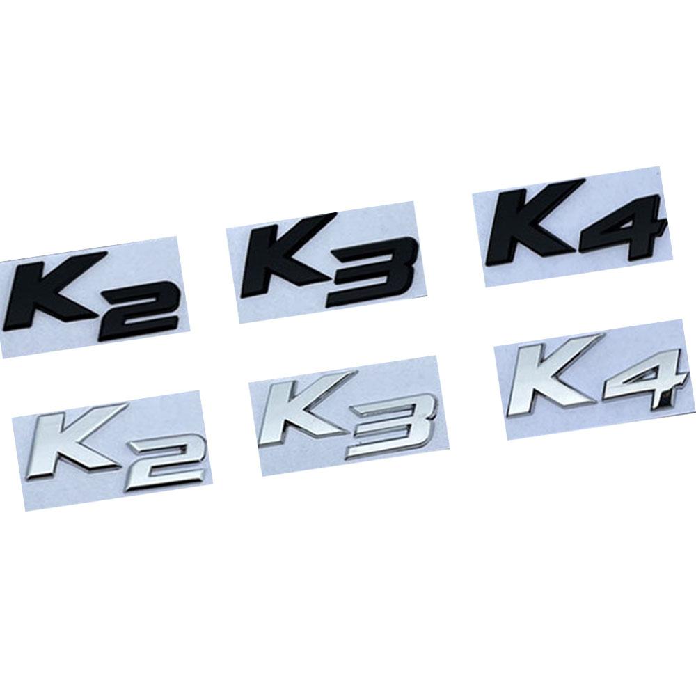 IYWD1 Car 3D Metal Logo Lettering Badge Sticker Rear Trunk Emblem Silver Gloss Black Auto Decorate Accessories For Kia K2 K3 K4 K5 KX7