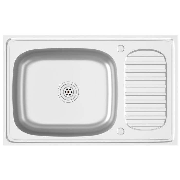 VidaXL Kitchen Sink and Drainer Set Inset Sink Kitchen Sink Home Interior Silver 800x500x155 Mm Steel 147232