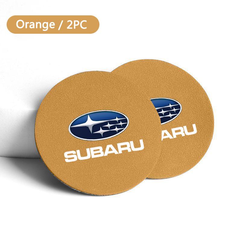 2Pcs Accessories Car Coaster Anti-slip Water Cup Drink Mat For Subaru STI Impreza Legacy WRX BRZ Forester XV Outback Crosstrek ge3