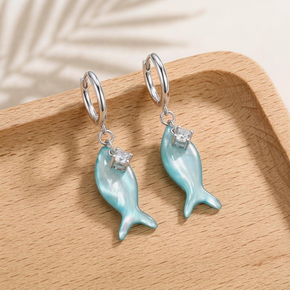 Zircon Dangle Drop Earrings Resin Summer Jewelry Fashion Fish Charm Earrings Daily Wear