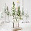 Mini Christmas Tree Artificial Bottle Brush Tree with Wooden Base Small Snow Frost Flocked Pine Tree for Winter Tabletop Home Decor