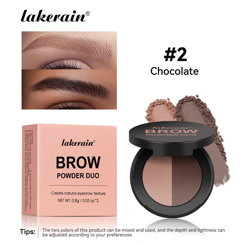 Lakerain Two Color Eyebrow Powder - Waterproof and Sweat Resistant Long-lasting Color, Fine Powder Lasting No Smudgy, Natural Eyebrow Shape,