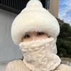 3-in-1 Winter Beanie, Scarf & Mask Set - Cozy Fleece-Lined Knit Hat With Ear Flaps, Windproof Warm Hooded Neck Warmer For Outdoor Cycling