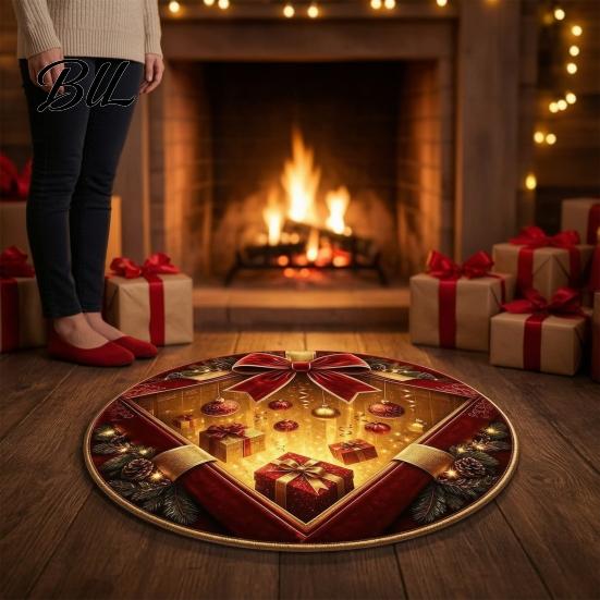 Anti Skid Bathroom Mat Christmas 3D Illusion Rug, Black Hole Vortex Visual Effect Mat, Non-Slip Unique Design Holiday Door Machine Washable
