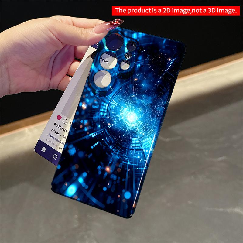 2DFlat Samsung phone case Blue Tech Tunnel Glow Applicable to Galaxy S22 S23 S24 S25ULTRA S26 A12 A13 A14 A15 A16