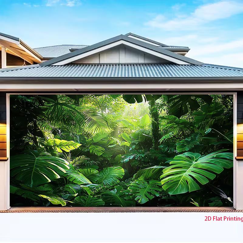 2D Monstera and Palm Leaf Forest Backdrop Photography Background Banner
