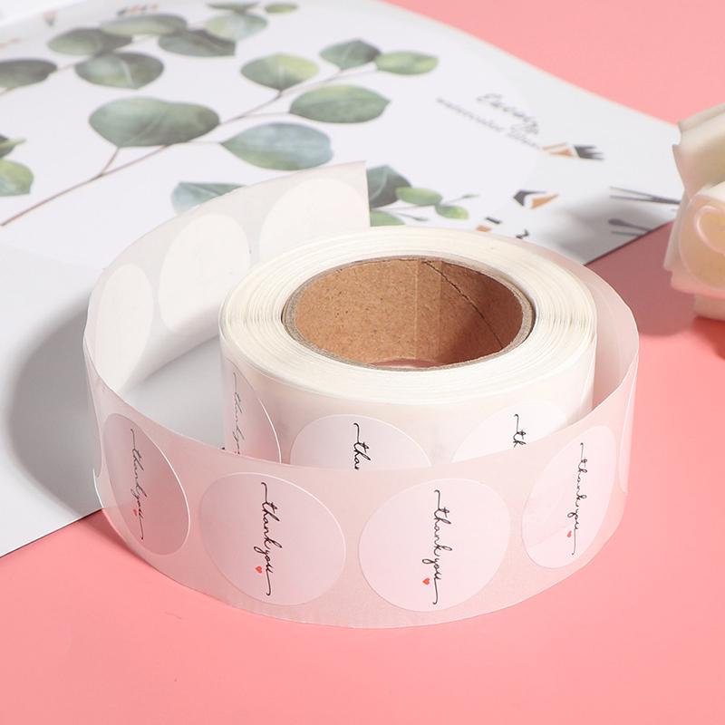 500 шт./рулон, круглая белая бумажная этикетка, наклейка «Спасибо», наклейка для скрапбукинга, 1 дюйм