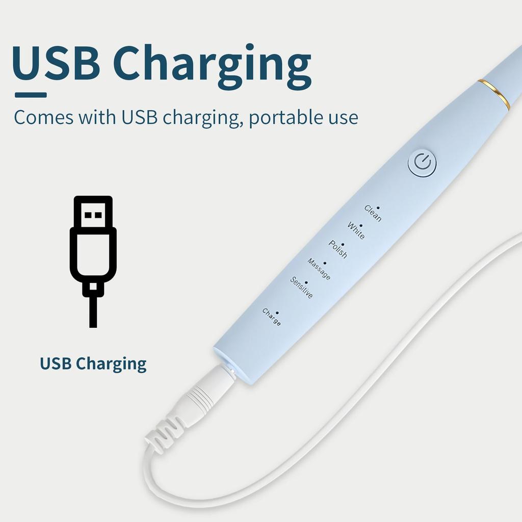 Электрическая зубная щетка для взрослых Мягкая и удобная 3D щетина DuPont 5 интеллектуальных режимов Портативная IPX7 Водонепроницаемая Интеллектуальная