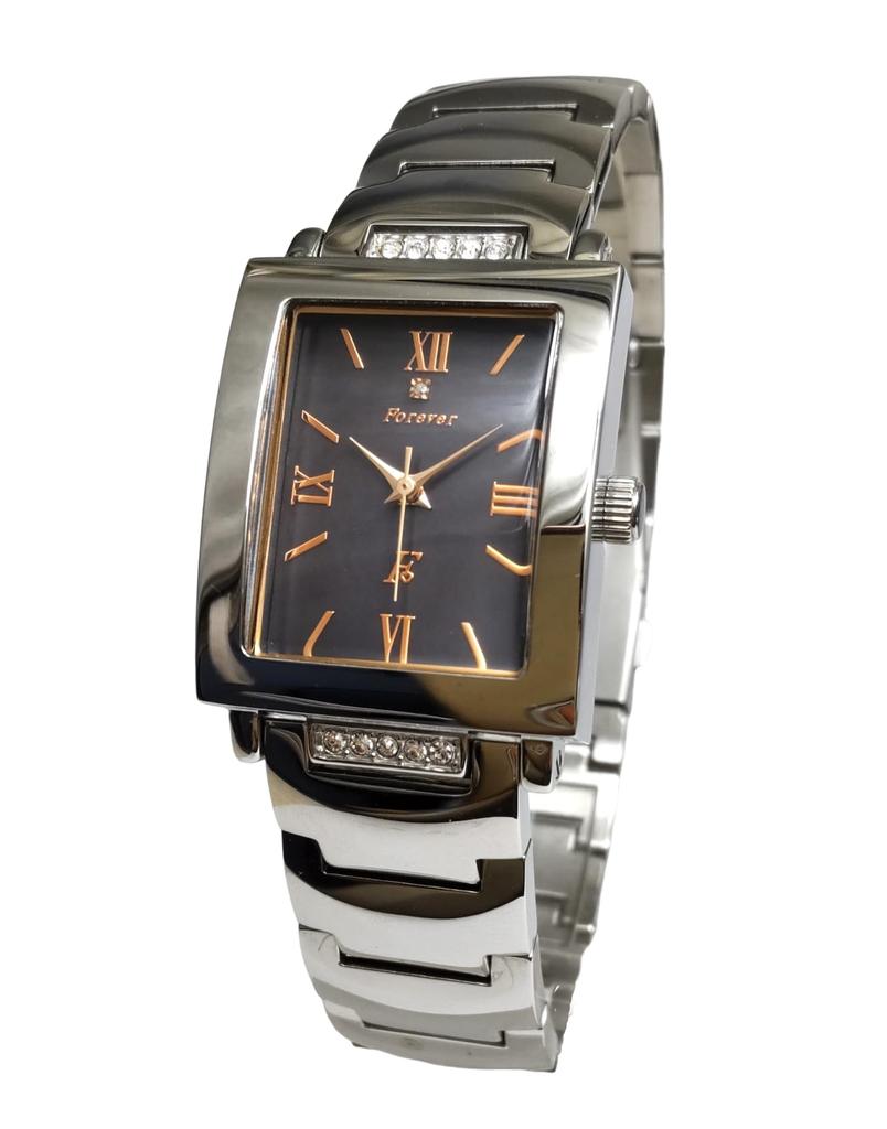 Часы Forever Shell Dial Красивые хрустальные часы с простым инструментом для регулировки ремня FOREVER Мужские FG-1205-5PG (Черный/PG)