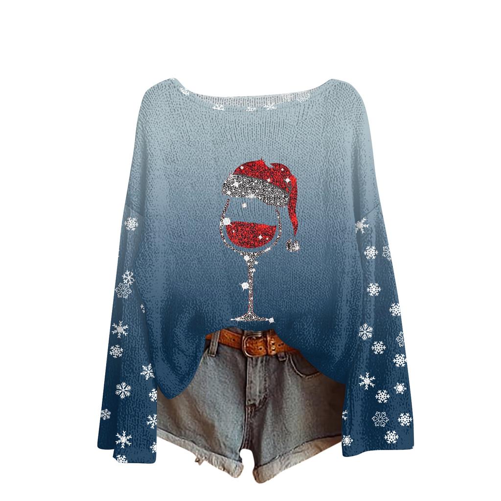 Christmas Sweatshirts For Women Knit Sweater Cute Shirt Fall Crewneck Pullover Tops