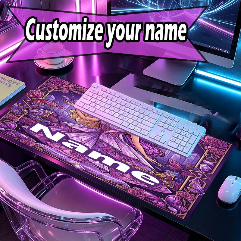 Custom Name Personalized Barbie Pattern Mousepad, Laptop PC Desk Mat, Decorative Desk Mat for Home Keyboard Pad Gift
