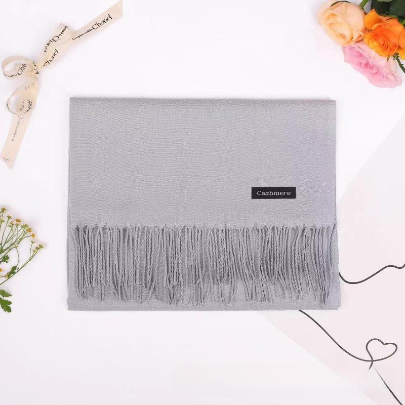Autumn and Winter Female Scarf Cashmere Women Solid Color Long Tassel Lady Wraps Shawls