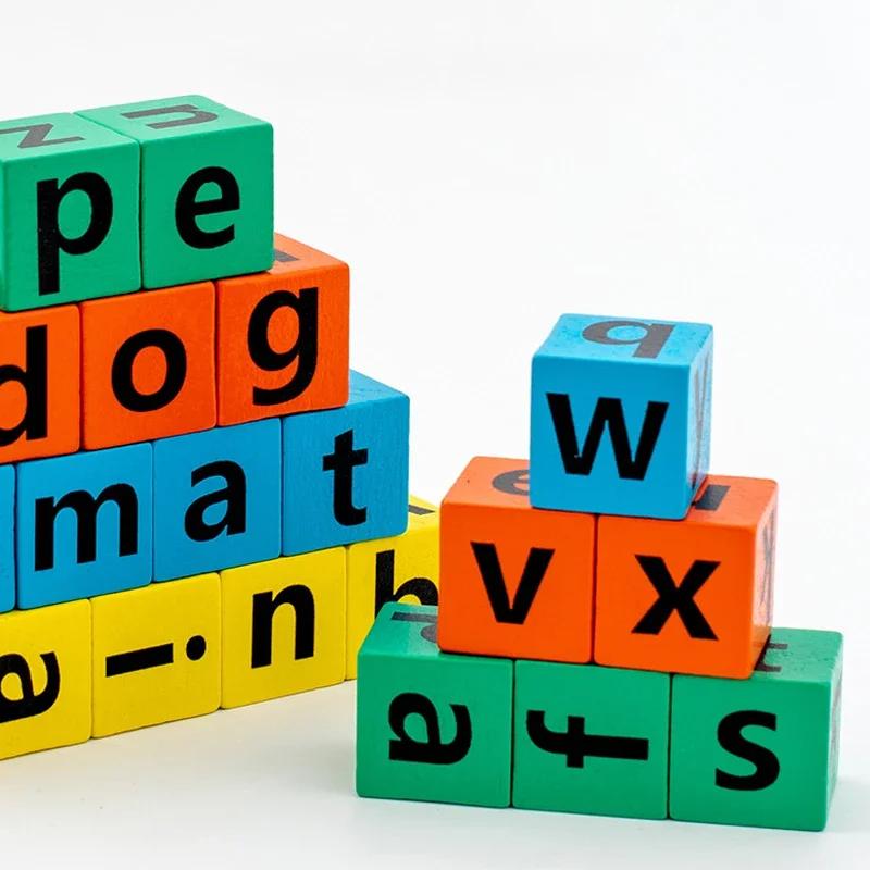 Детская деревянная головоломка с буквами Монтессори, когнитивная головоломка для пар, обучающая головоломка на совпадение слов, развивающие игрушки, боевая игра