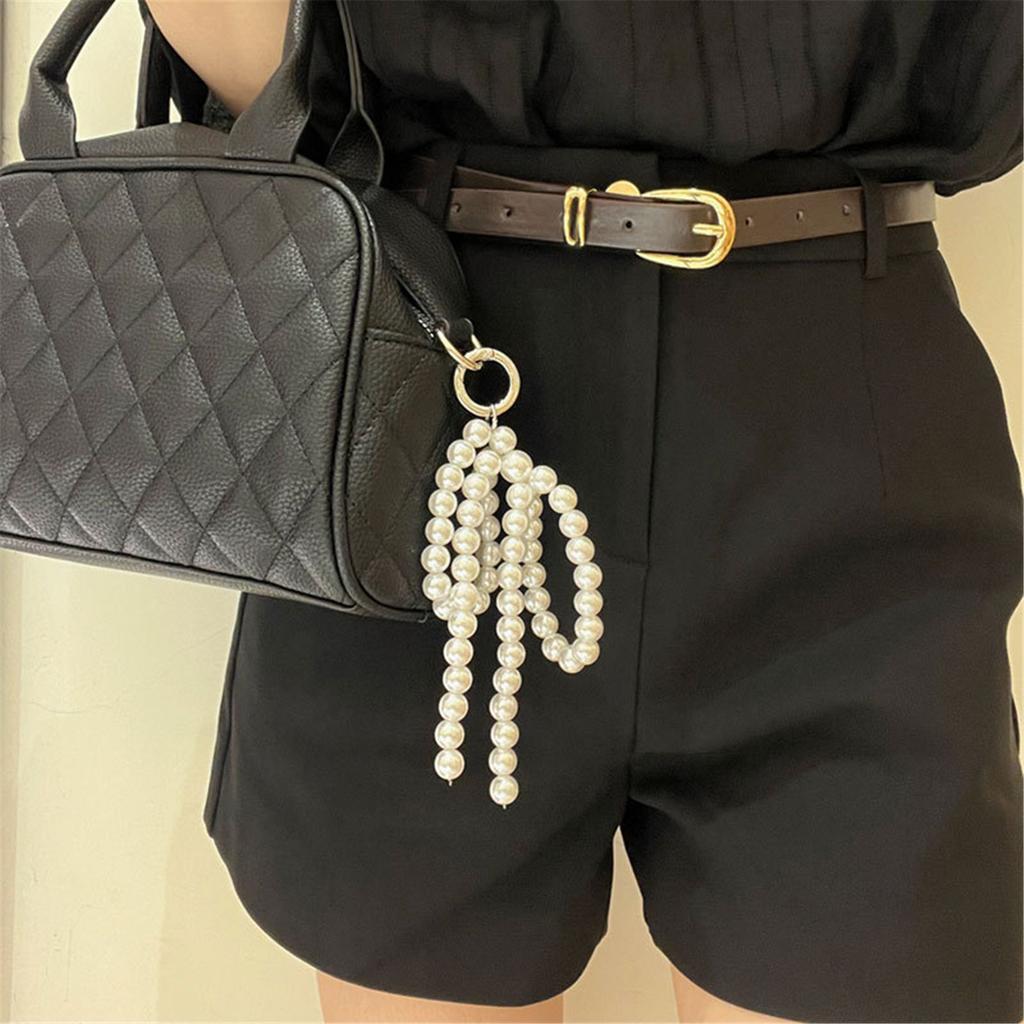 Stylish Bowknot Pendant with Fringe Fashionable Beaded Bowknot Phone Hangings Accessory for Women's Phones and Keychains
