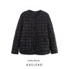 Kaslead Новая женская одежда Западный стиль Мода Короткая Текстурная Черная Приталенная Стойка Облака Верхняя одежда