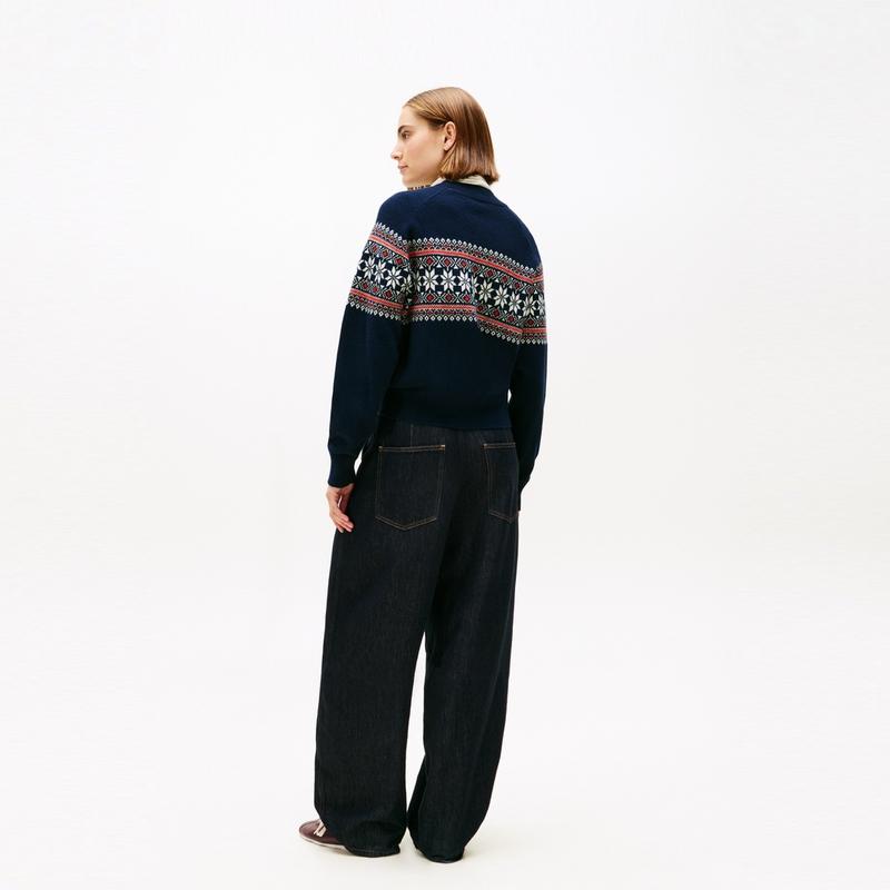 Tommy Hilfiger Повседневный жаккардовый свитер в стиле Fair Isle с круглым вырезом для женщин XW0XW06622