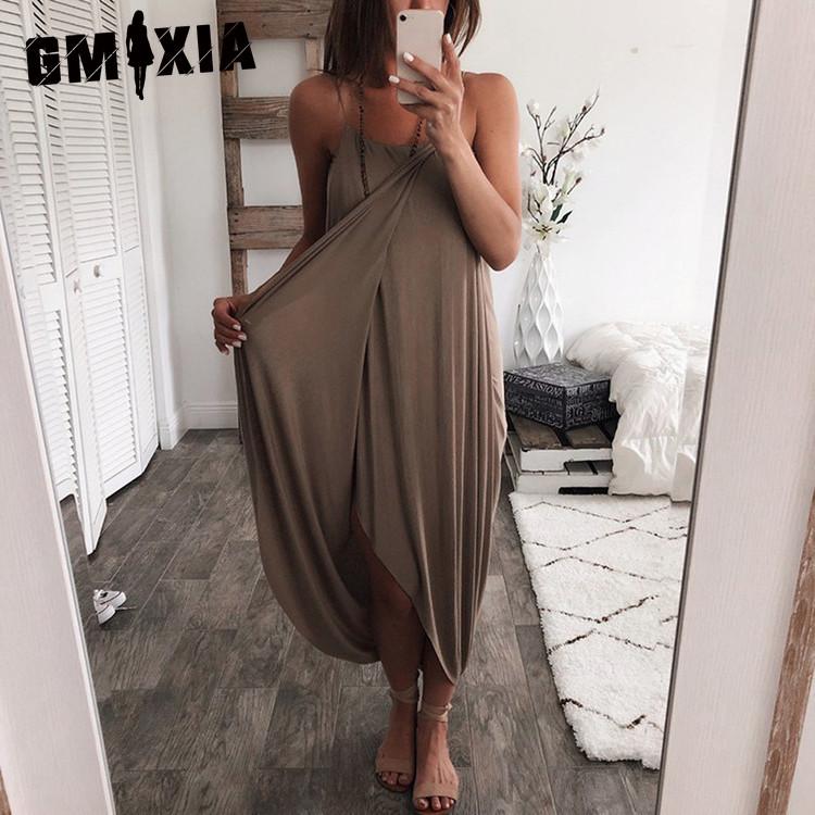 GMXIA Женские однотонные трикотажные свободные нестандартные платья