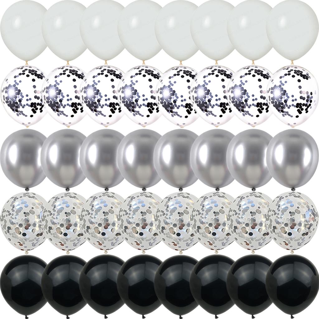 40 шт. Серебряные жемчужные металлические латексные шарики-конфетти для вечеринки на день рождения, свадьбу, детский душ, украшения на Новый год