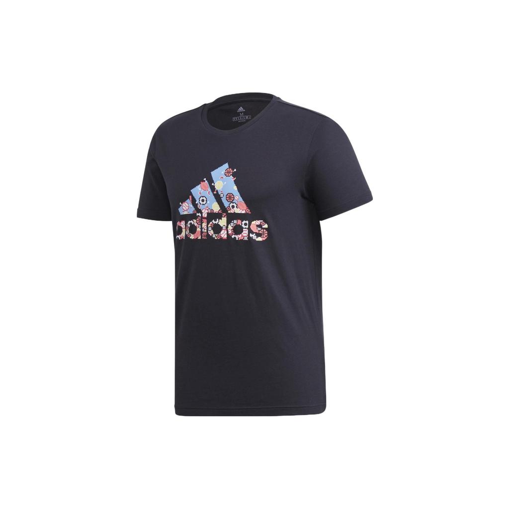 adidas Дышащая футболка с коротким рукавом с 8-битным принтом, мужские топы, черные FN1745