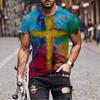 European and American Men's Casual Cross Faith Printed T-shirt for Street Trendsetters