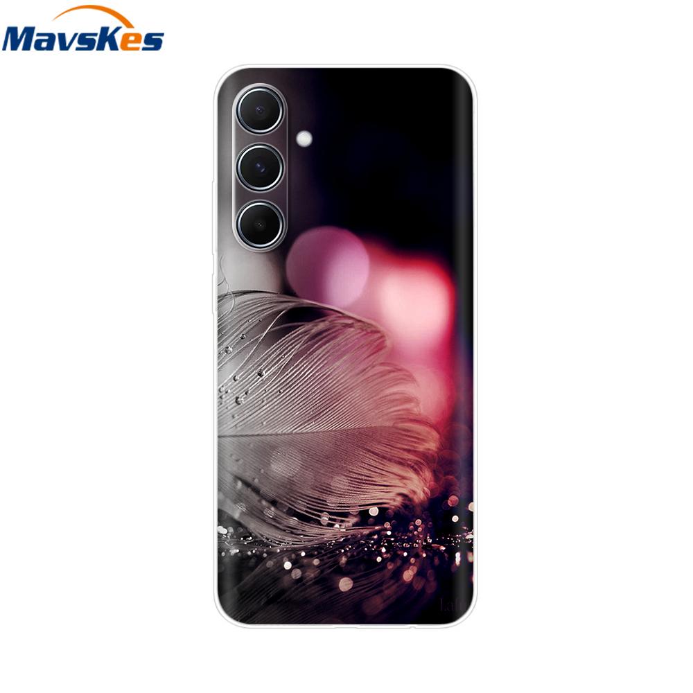 Чехол для Samsung Galaxy M35 5G Милый Кот Цветок Расписные Чехлы для Телефона Для Samsung M35 Чехол M 35 SM-M356B Силиконовый Прозрачный ТПУ Fundas