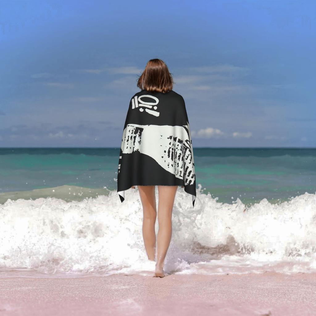 Oi! Punk Boot Print Beach Towel Patterned Sunscreen And Windproof Suitable For Swimming Pool Camping Travel Blanket