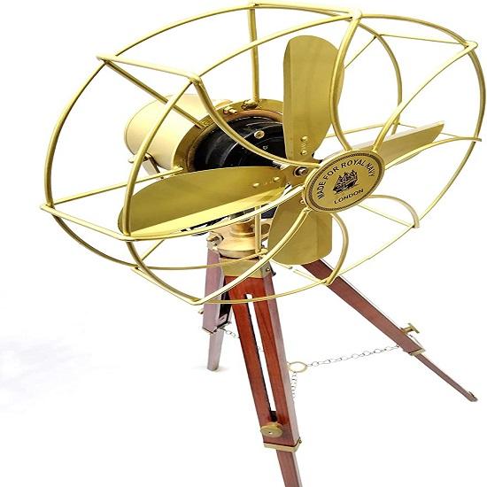 Антикварный веер на пьедестале с деревянной подставкой-треногом, свадебные сувениры