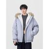 51 Hip-Hop American Retro Lazy Style Large Fur Collar Workwear Cotton Jacket for Men, Winter Thickened Warm Loose Cotton Coat