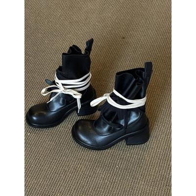 Версия из овчины~ Новые ретро ботинки на шнуровке Spice Girls женские модные ботильоны на толстом каблуке, с круглым носком и платформой, ботинки Мартин