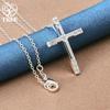 925 Sterling Silver AAA Zircon Cross Pendant Necklace Jewelry